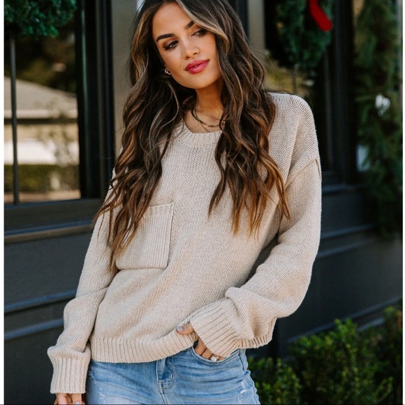 Vici Sweaters - NEW Vici Freya Knit Pocket Crewneck Sweater